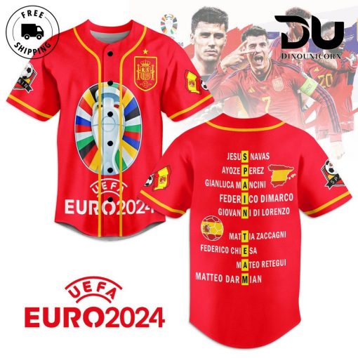 Spain Football Team Euro 2024 Baseball Jersey Shirt