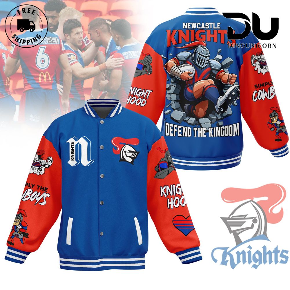 Newcastle Knights Football Club Defend The Kingdom Baseball Jacket