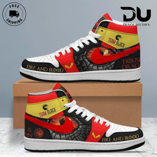 House Of The Dragon Team Black Official Merch for Targaryen Fans Air Jordan 1 Sneaker