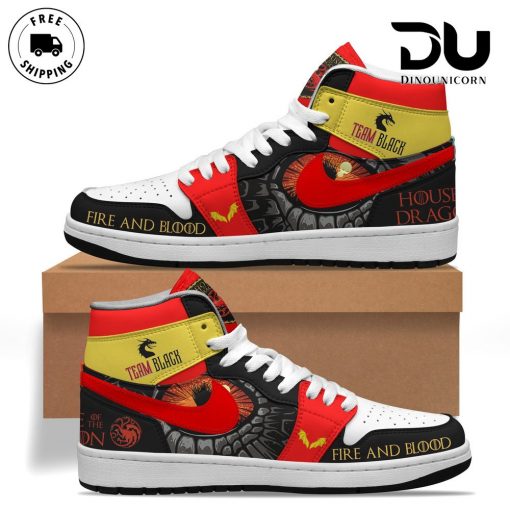 House Of The Dragon Team Black Official Merch for Targaryen Fans Air Jordan 1 Sneaker