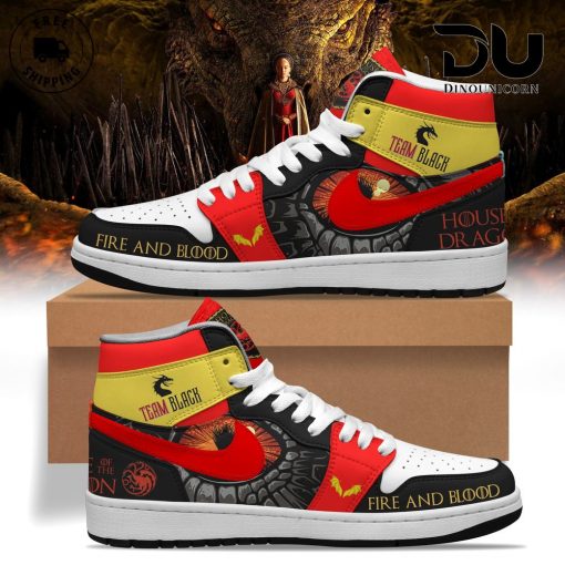 House Of The Dragon Team Black Official Merch for Targaryen Fans Air Jordan 1 Sneaker