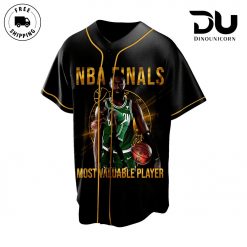 NBA Boston Celtics Champions 2024 Jaylen Brown 7 Most Valuable Player Baseball Jersey in black 2