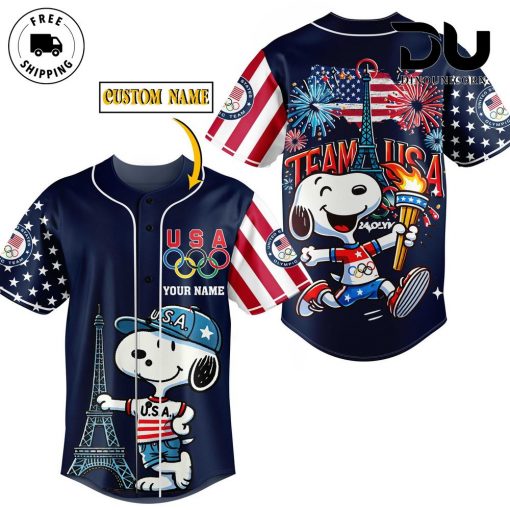 Snoopy And USA Team Olympic Paris 2024 Baseball Jersey