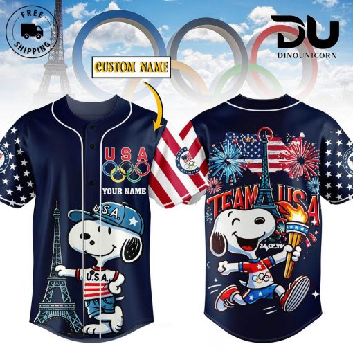 Snoopy And USA Team Olympic Paris 2024 Baseball Jersey