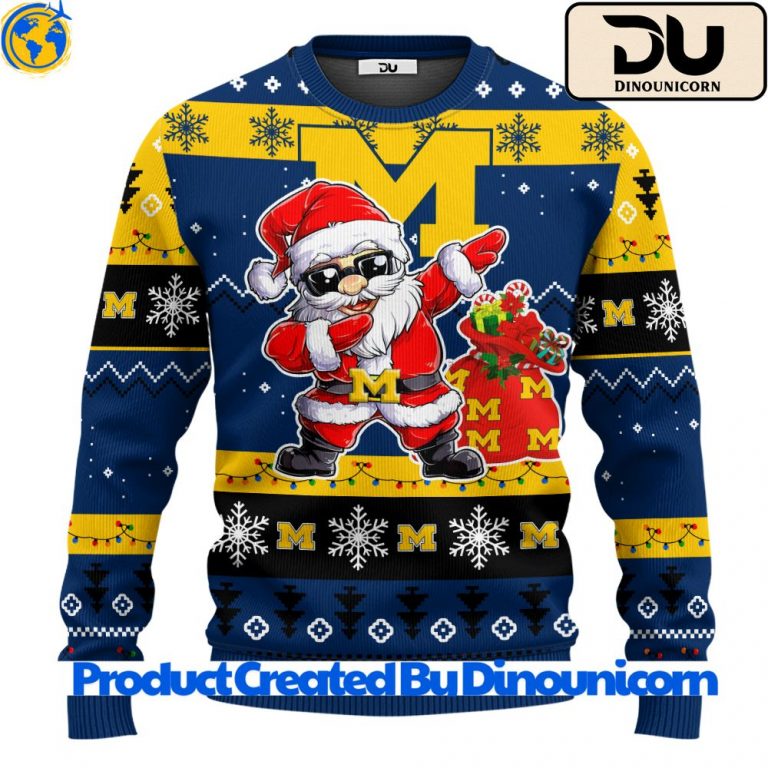 Michigan Wolverines NCAA Dabbing Santa Claus Ugly Christmas Sweater