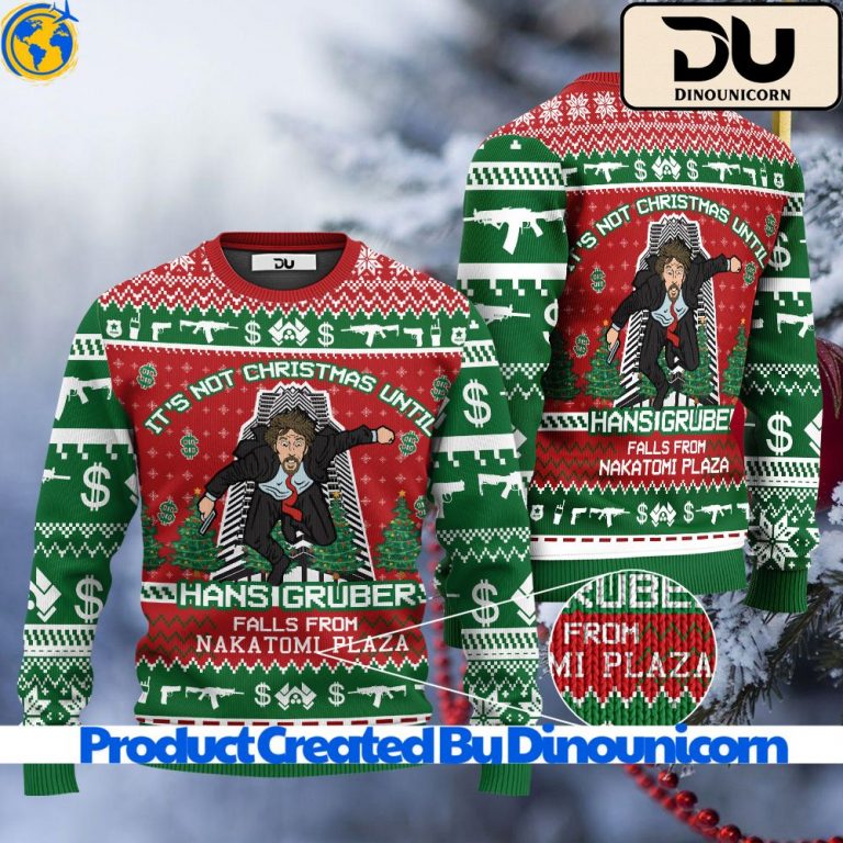 Hans Gruber Fall Nakatomi Plaza Die Hard Ugly Christmas Sweater