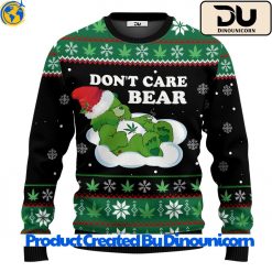 Christmas Weed Dont Care Bear Ugly Christmas Sweater