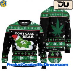 Christmas Weed Dont Care Bear Ugly Christmas Sweater