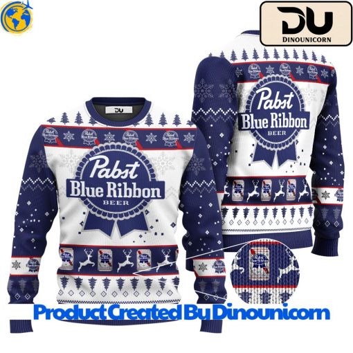 Pabst Blue Ribbon Beer Ugly Christmas Sweater