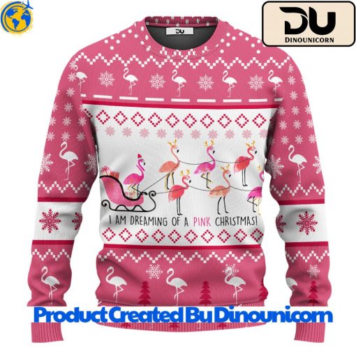 Pink Christmas Flamingo Santan Ugly Christmas Sweater