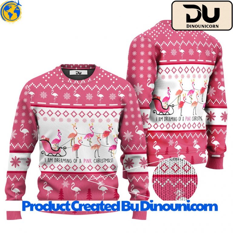 Pink Christmas Flamingo Santan Ugly Christmas Sweater