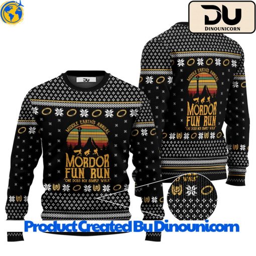 Middle Earth Annual Fun Run Mordor Lord Of The Rings Custom Ugly Christmas Sweater