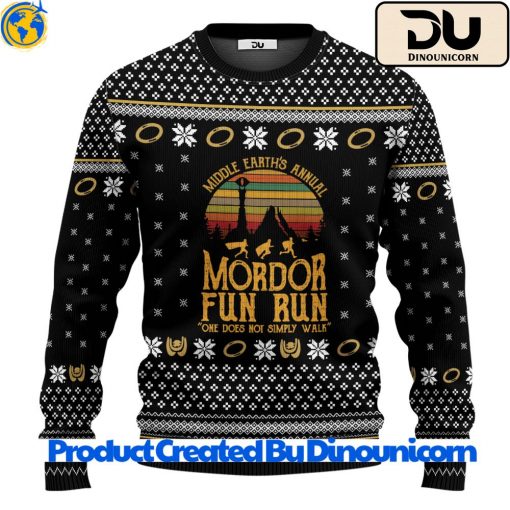 Middle Earth Annual Fun Run Mordor Lord Of The Rings Custom Ugly Christmas Sweater