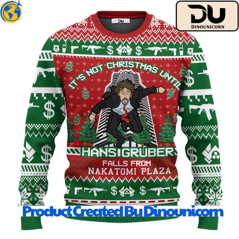 Hans Gruber Fall Nakatomi Plaza Die Hard Ugly Christmas Sweater