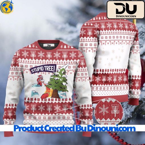 Disc Golf Stupid Tree Ugly Christmas Sweater