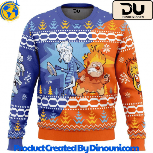 Heat and Snow Miser Ugly Christmas Sweater