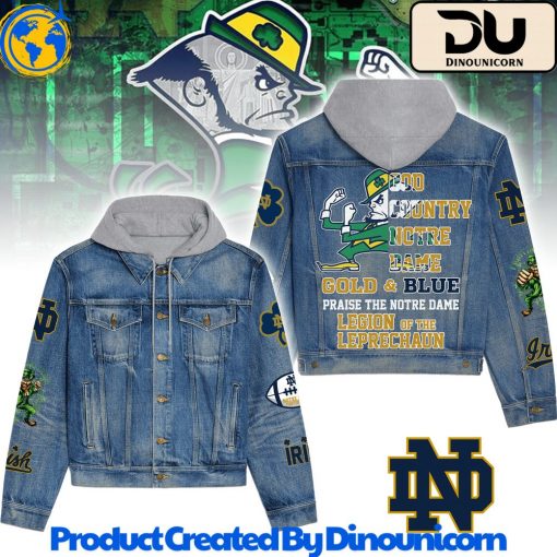 Notre Dame Fighting Irish Football NCAA Hooded Denim Jacket