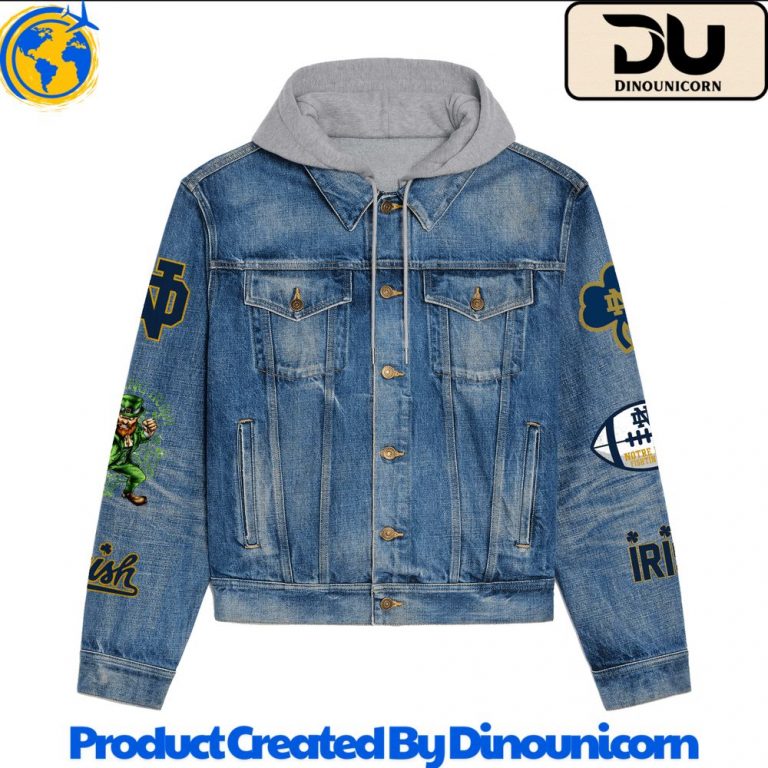 Notre Dame Fighting Irish Football NCAA Hooded Denim Jacket