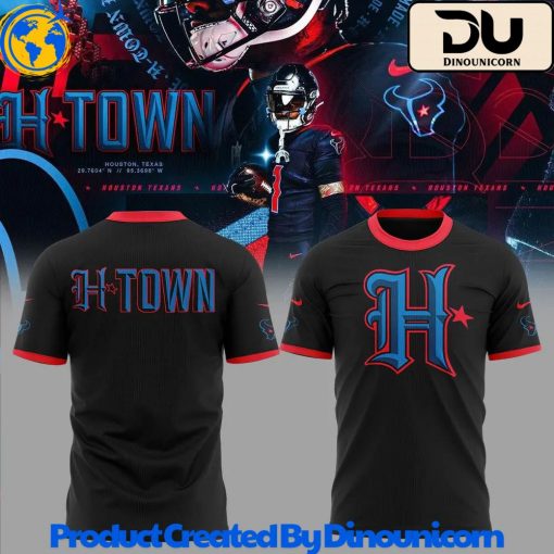 Houston Texans NFL Blue on Black T-shirt