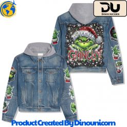 The Grinch Merry Christmas Hooded Denim Jacket