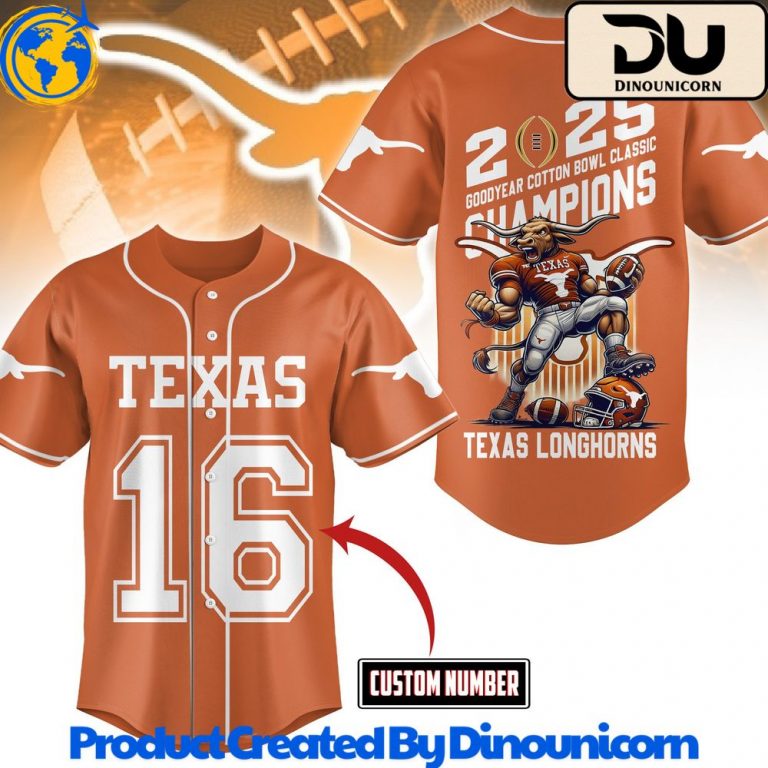 Texas Longhorns Football NCAA Baseball Jersey