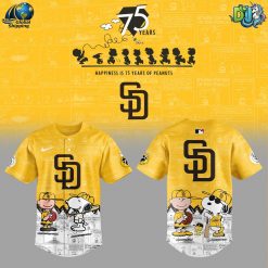 San Diego Padres MLB 75th Anniversary of Peanuts Baseball Jersey