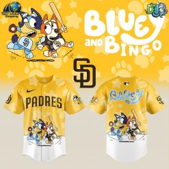 San Diego Padres MLB Bluey and Bingo Yellow Baseball Jersey