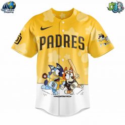 San Diego Padres MLB Bluey and Bingo Yellow Baseball Jersey