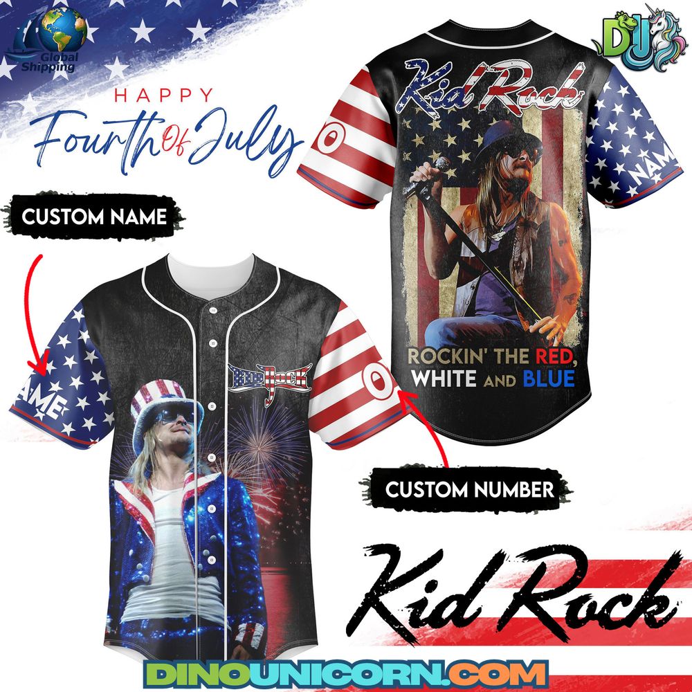 Kid Rock Happy Fourth of July Baseball Jersey Kid Rock Happy Fourth of July Baseball Jersey