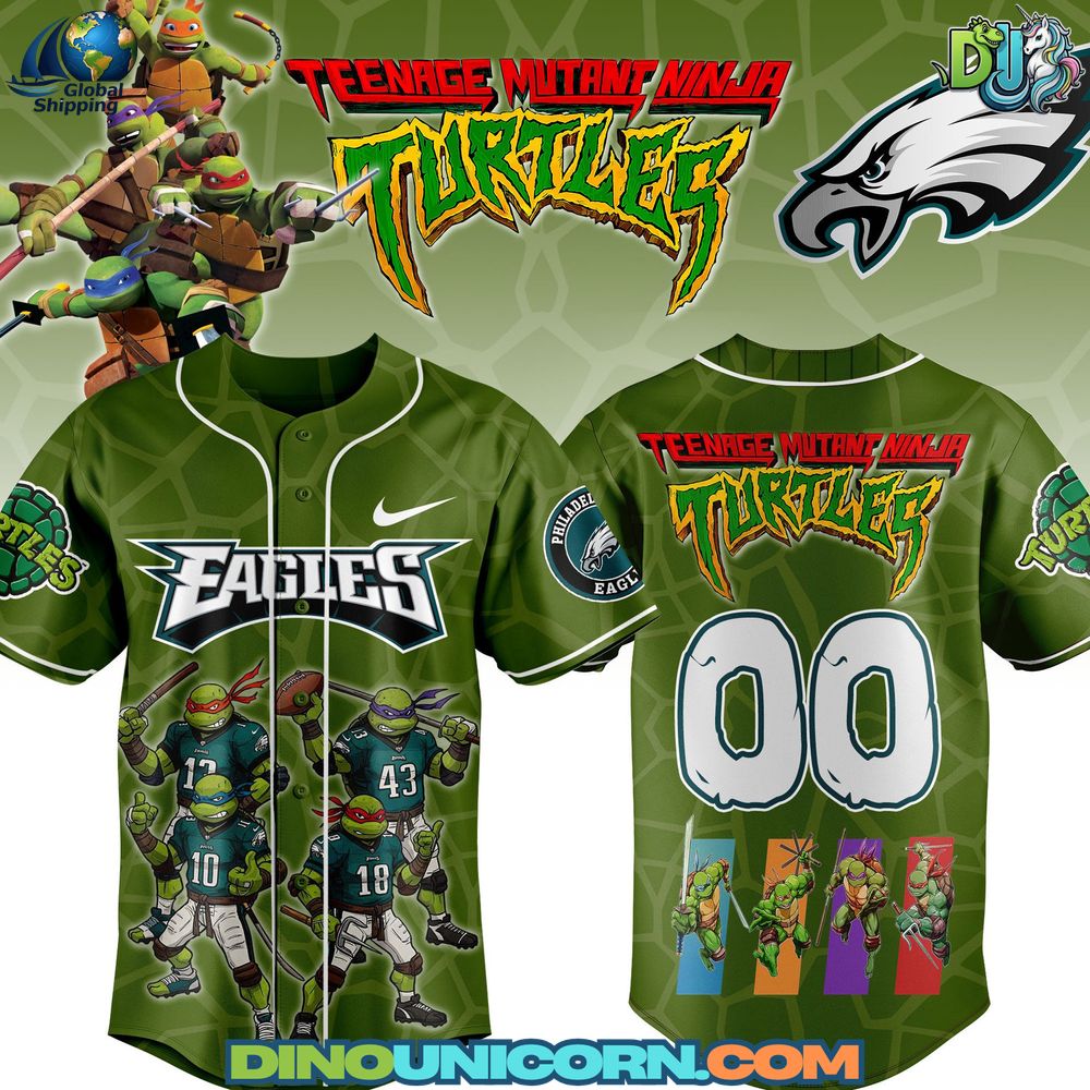 Philadelphia Eagles NFL x Ninja Turtles Baseball Jersey Philadelphia Eagles NFL x Ninja Turtles Baseball Jersey