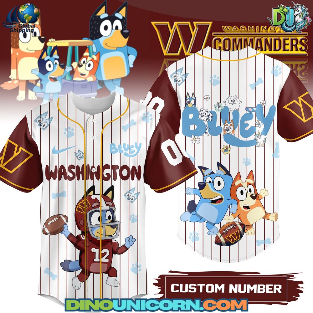 Washington Commanders NFL x Bluey Baseball Jersey Washington Commanders NFL x Bluey Baseball Jersey