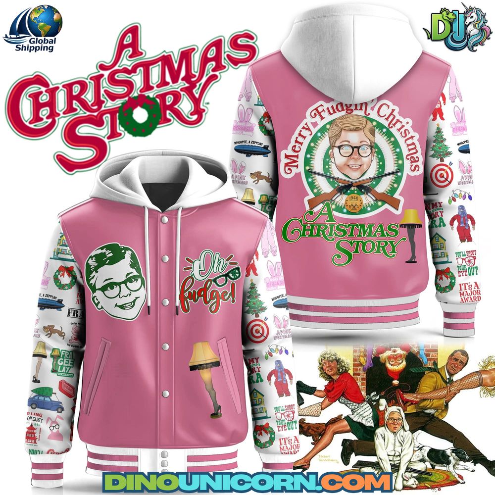 A Christmas Story Hooded Baseball Jacket A Christmas Story Hooded Baseball Jacket