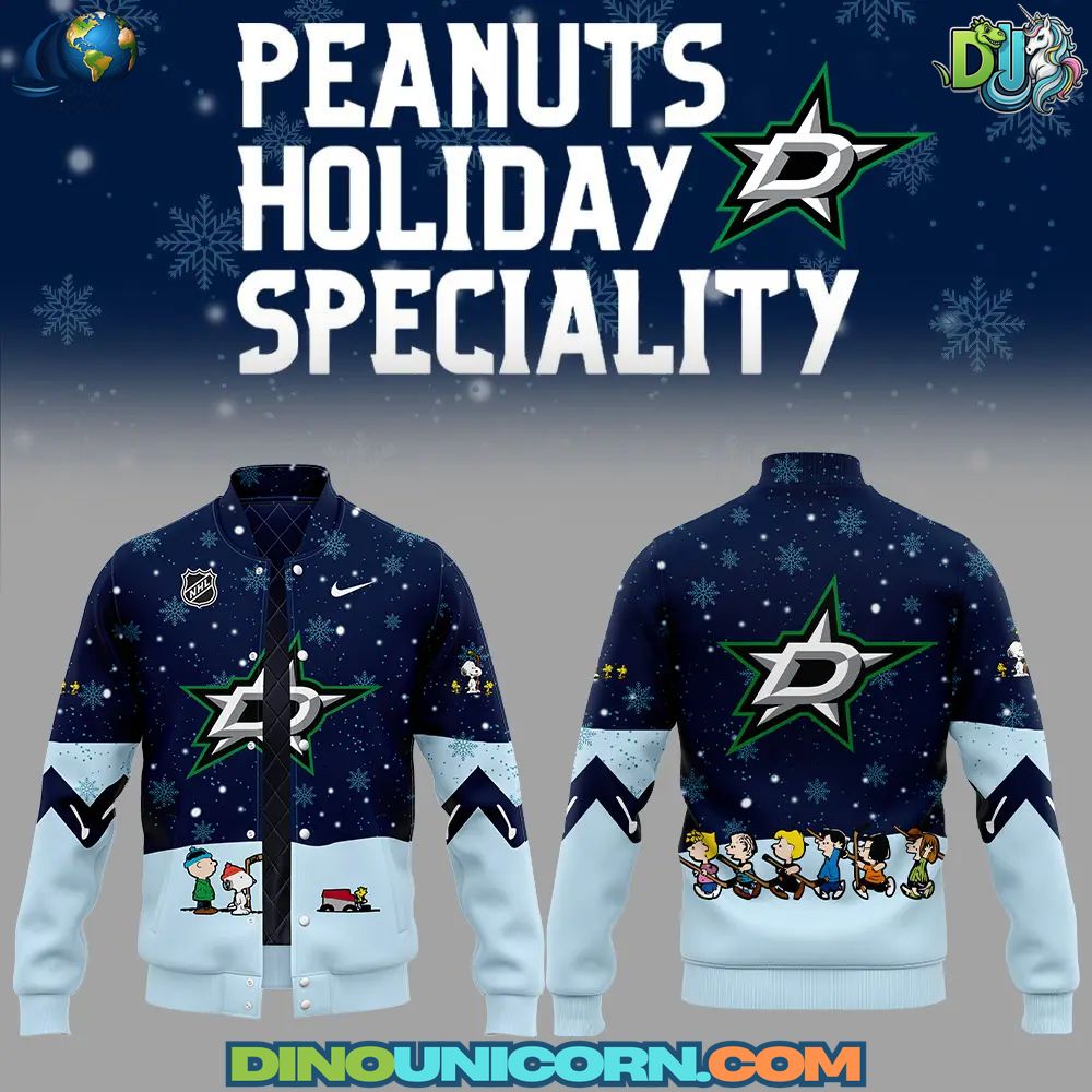 Dallas Stars NHL Peanuts x Snoopy Night Nike Baseball Jacket Dallas Stars NHL Peanuts x Snoopy Night Nike Baseball Jacket