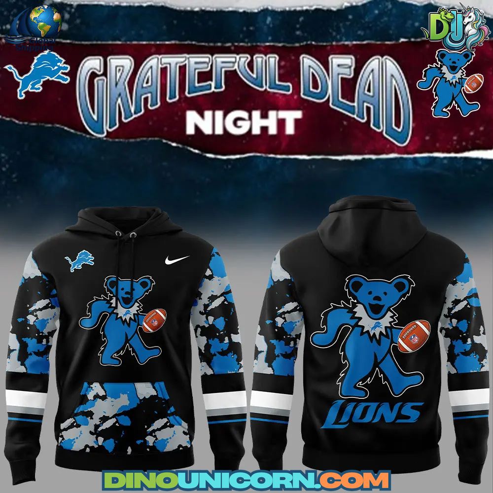Detroit Lions NFL x Grateful Dead Night Hoodie Detroit Lions NFL x Grateful Dead Night Hoodie
