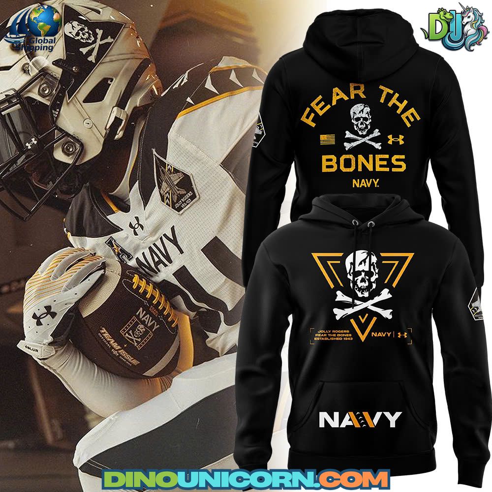 Navy Midshipmen Footbal NCAA Black Hoodie Navy Midshipmen Football NCAA Black Hoodie
