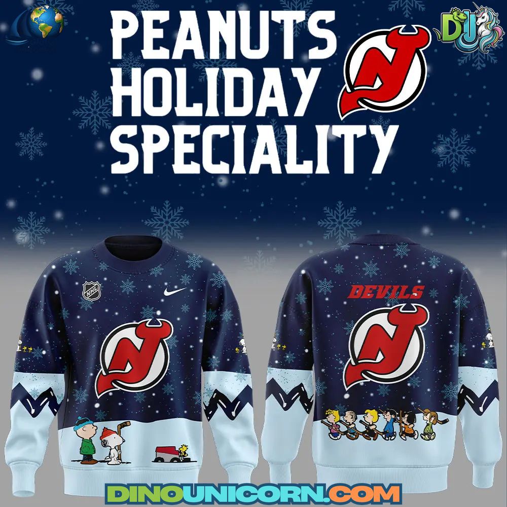 New Jersey Devils NHL Peanuts x Snoopy Night Nike Sweatshirt New Jersey Devils NHL Peanuts x Snoopy Night Nike Sweatshirt