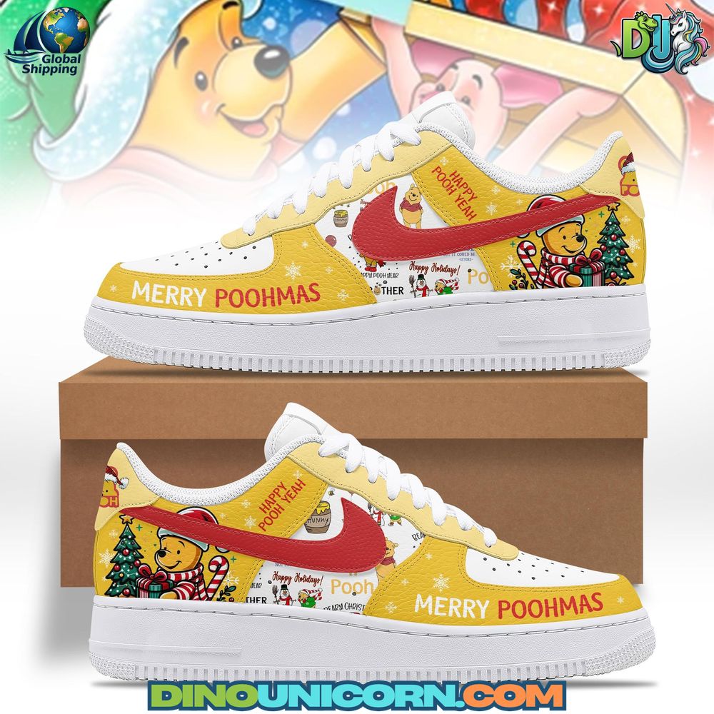 Winnie The Pooh Merry Christmas Air Force 1 Sneaker Winnie The Pooh Merry Christmas Air Force 1 Sneaker