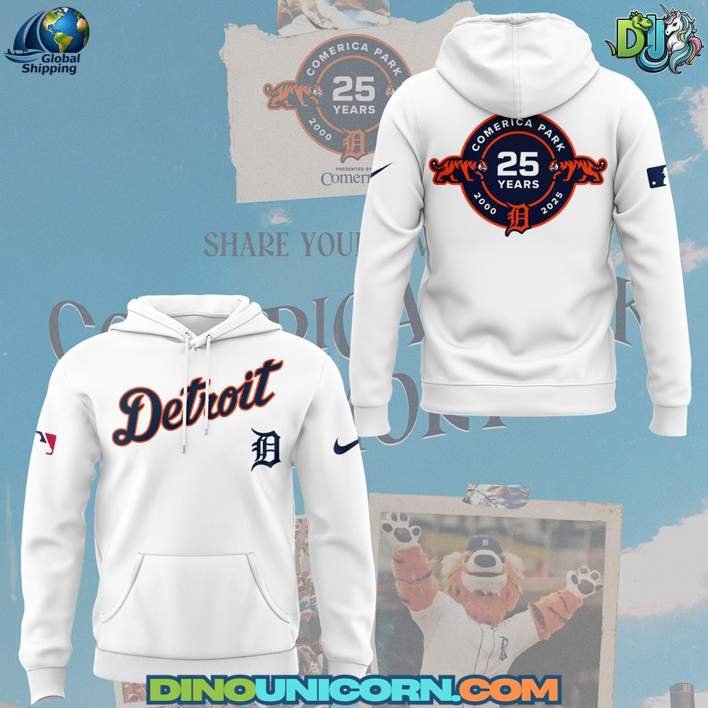 Detroit Tigers MLB Celebrating The 25th Anniversary Of Comerica Park Hoodie Detroit Tigers MLB Celebrating The 25th Anniversary Of Comerica Park Hoodie