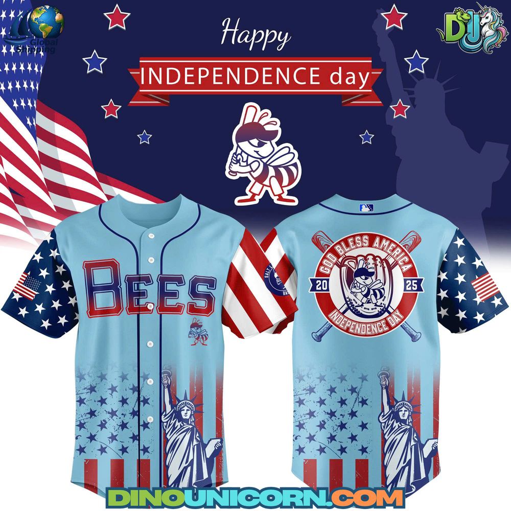 Salt Lake Bees MiLB Happy Independence Day Baseball Jersey Salt Lake Bees MiLB Happy Independence Day Baseball Jersey