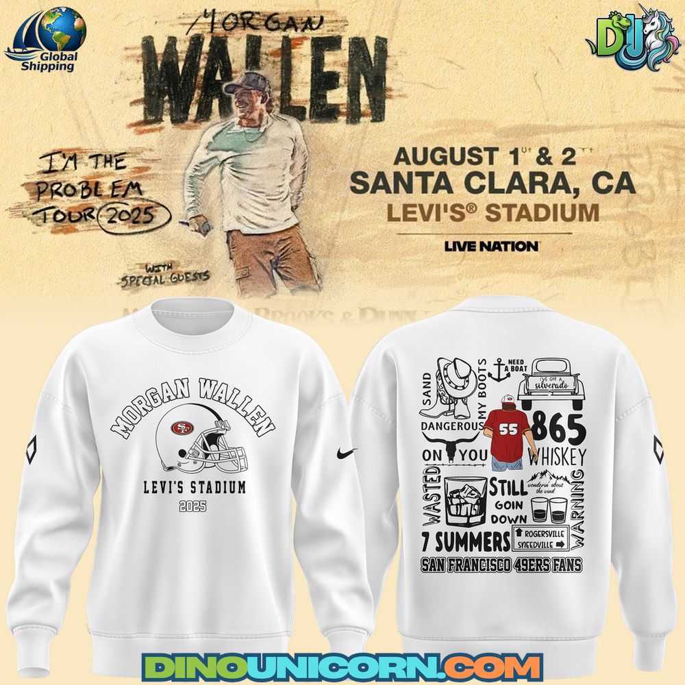 San Francisco 49ers NFL x Morgan Wallen White Sweatshirt San Francisco 49ers NFL x Morgan Wallen White Sweatshirt