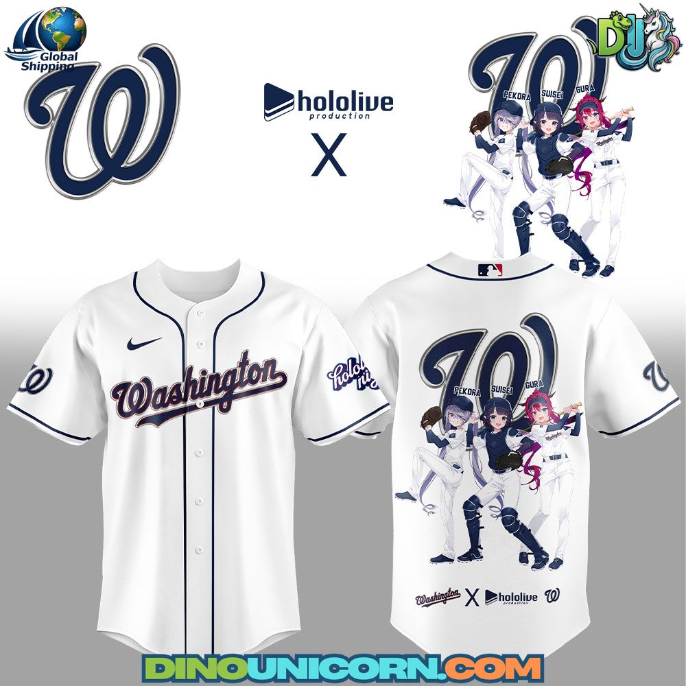 Washington Nationals MLB x Hololive Night Baseball Jersey Washington Nationals MLB x Hololive Night Baseball Jersey