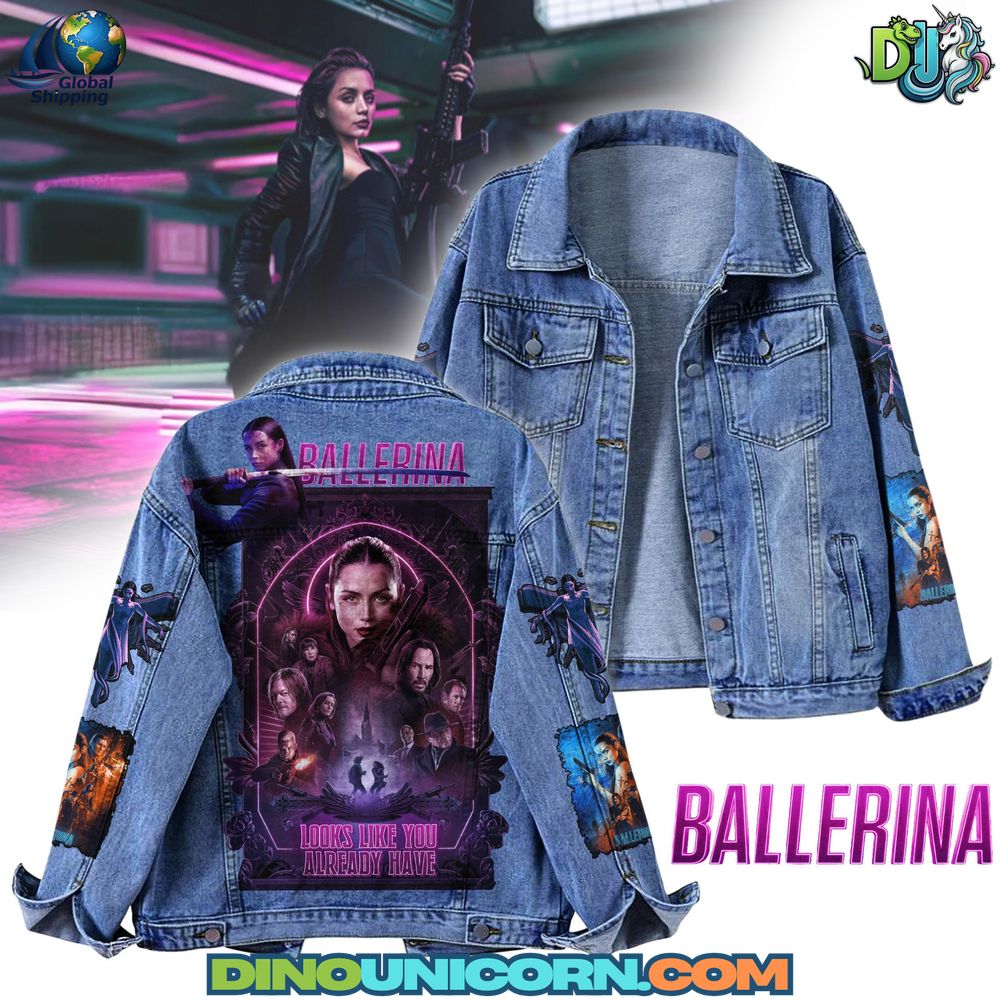 Ballerina Denim Jacket ballerina denim jacket with movie-inspired graphic print