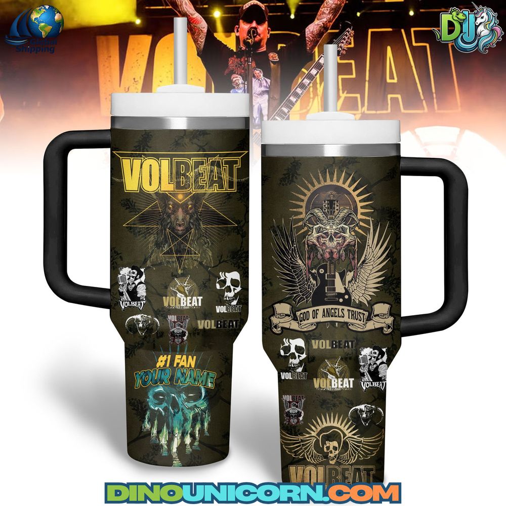 Volbeat Band Stanley Tumbler Cup Volbeat Stanley Tumbler Cup featuring stainless steel insulated design, leak-proof travel-friendly collectible fan merchandise with Volbeat band artwork, durable hot and cold drinkware for rock and metal fans.