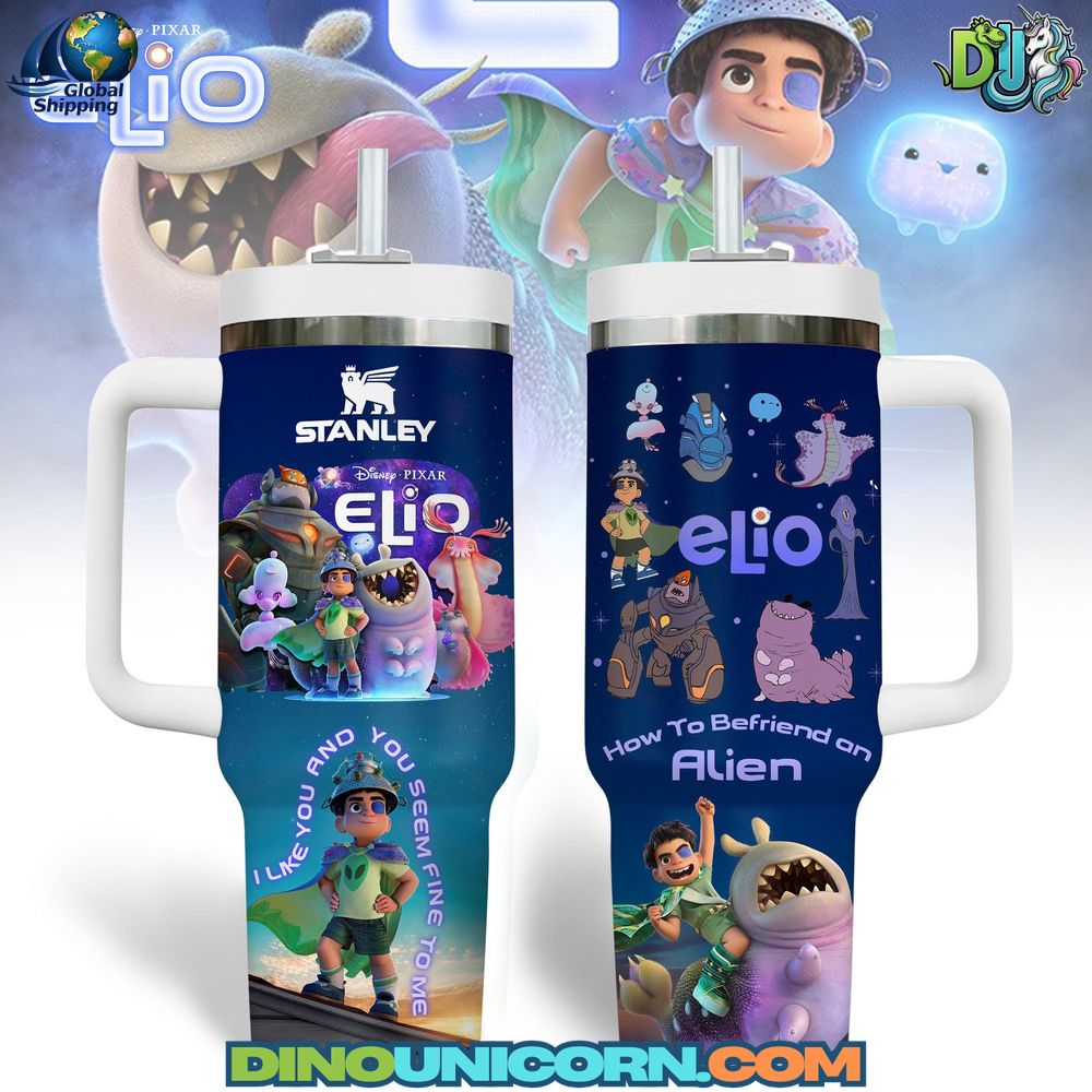 Elio Film Stanley Tumbler Cup Elio Film Stanley Tumbler Cup featuring Pixar characters, Disney Elio insulated stainless steel tumbler, limited edition collectible Pixar drinkware, reusable hot and cold travel Stanley cup with Elio movie artwork.