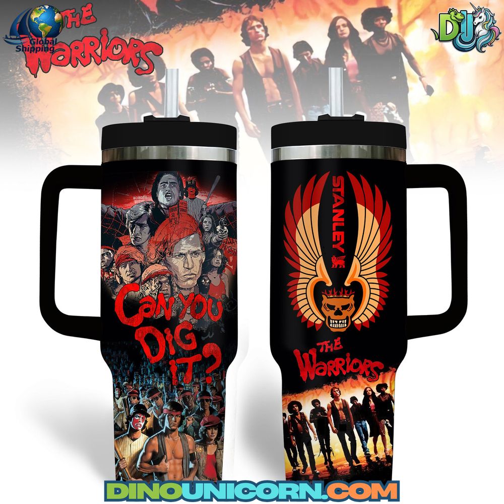 The Warriors Film Stanley Tumbler Cup The Warriors film Stanley tumbler cup featuring “Can You Dig It?” artwork, stainless steel insulated design, leak-proof travel lid, and collectible retro movie poster graphics for cult film fans.