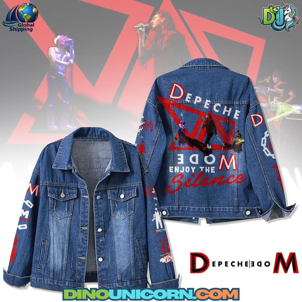 Depeche Mode Denim Jacket Depeche Mode denim jacket with Enjoy the Silence artwork, collectible jean jacket with bold band graphics and limited edition fan design.