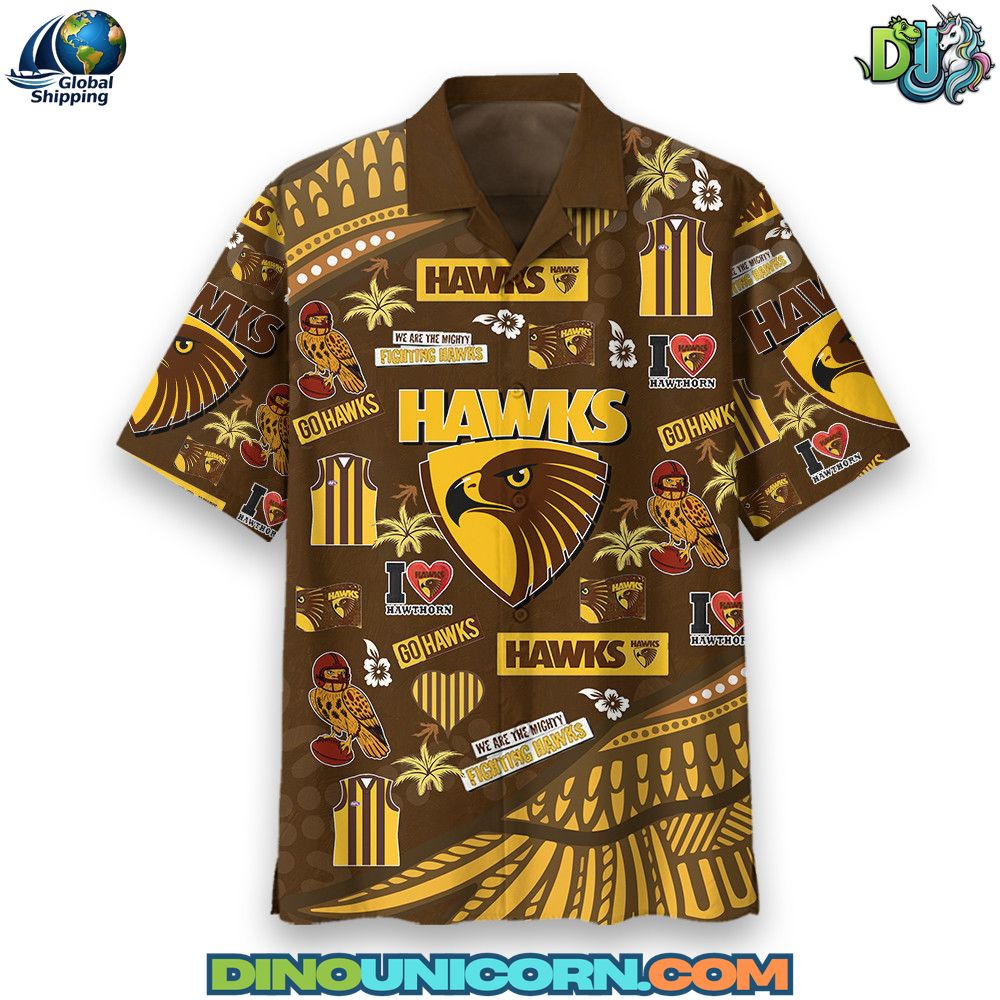 Hawthorn Football Club Hawaiian Shirt Hawthorn Football Club Hawaiian Shirt