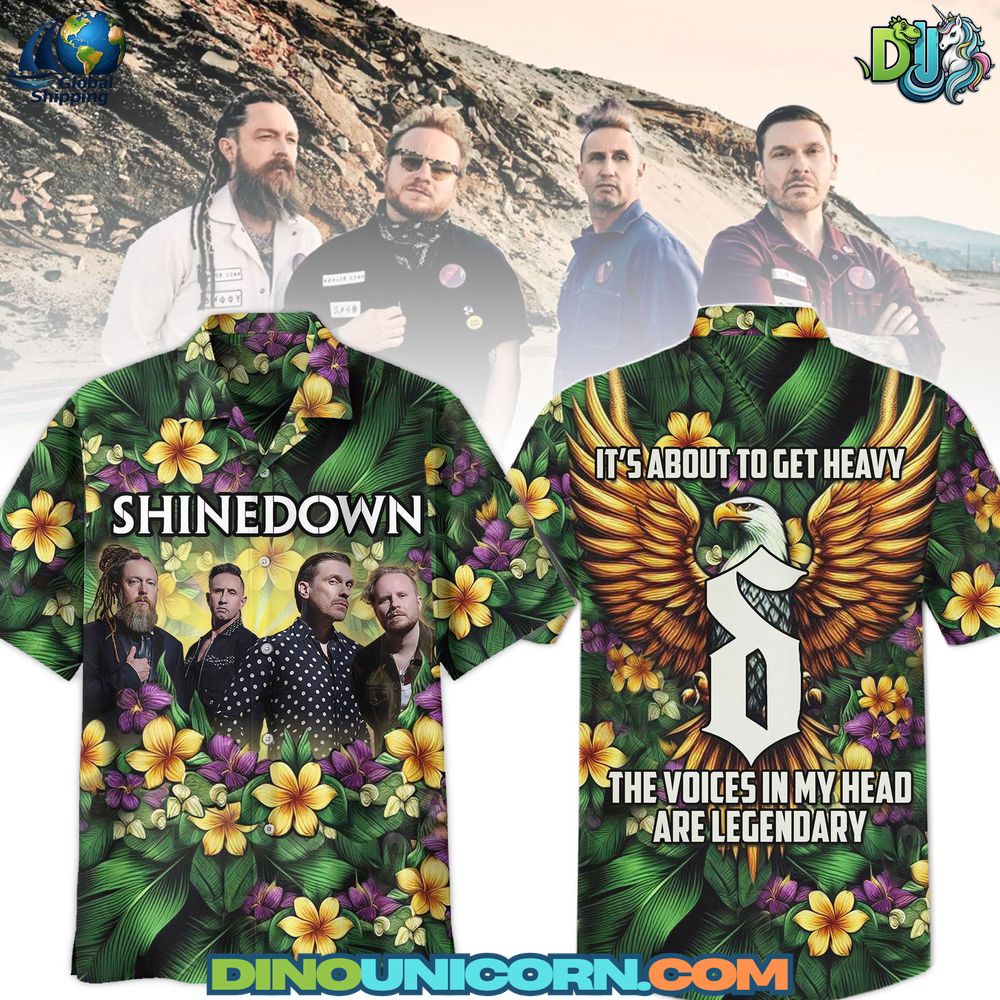Shinedown Hawaiian Shirt A Shinedown Hawaiian shirt featuring vibrant floral and eagle graphics, inspired by the band’s 2025 tour and iconic rock imagery; premium handmade tropical wear for fans.