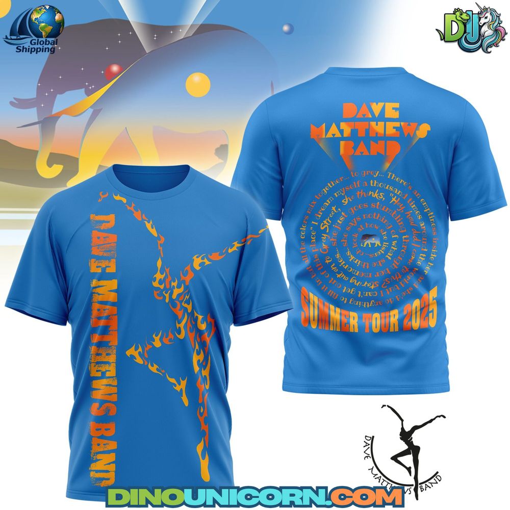 A premium Dave Matthews Band T-shirt featuring classic DMB graphics and album-inspired designs, perfect for fans and festival-goers.