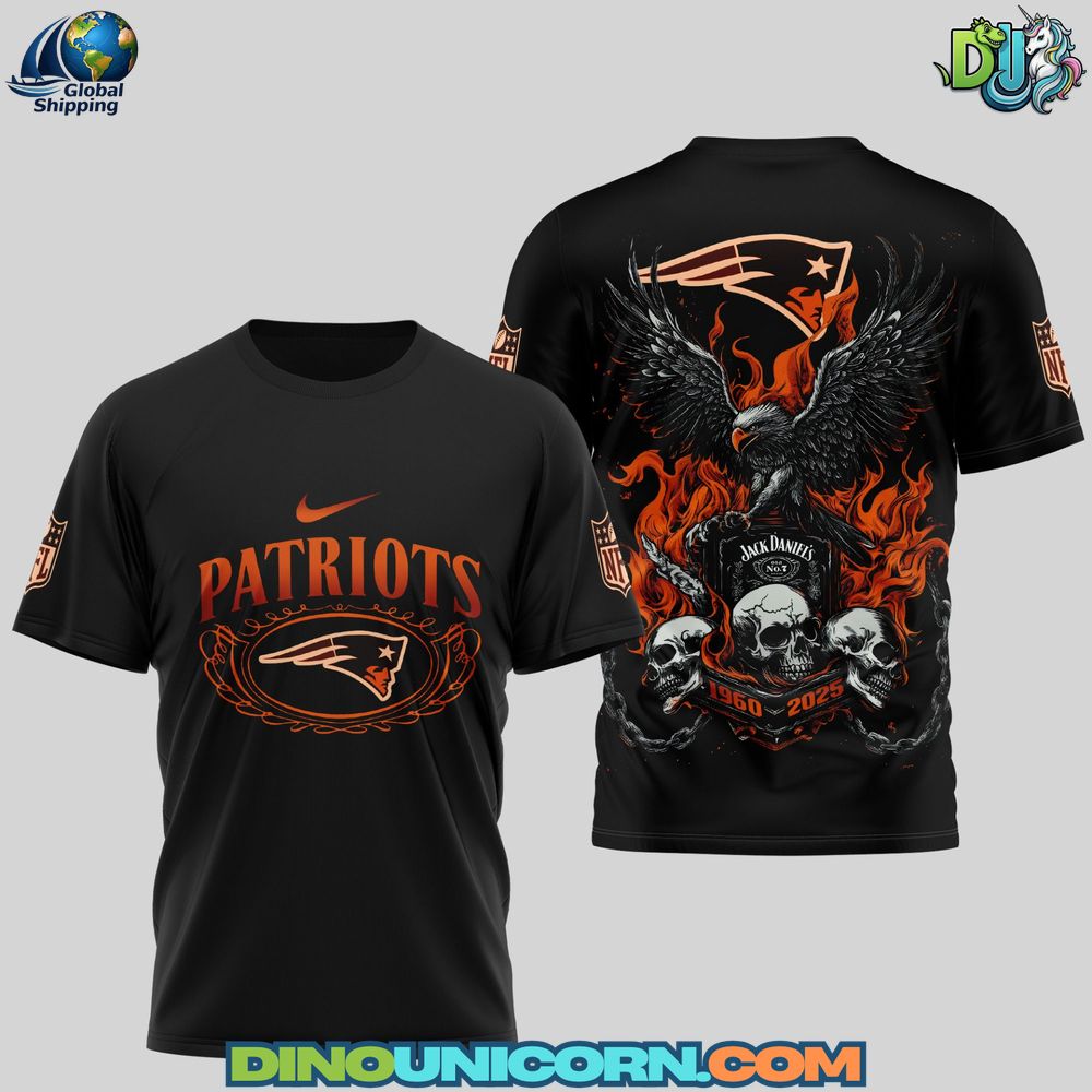New England Patriots Flaming Eagle Skull T-shirt New England Patriots Flaming Eagle Skull T-shirt